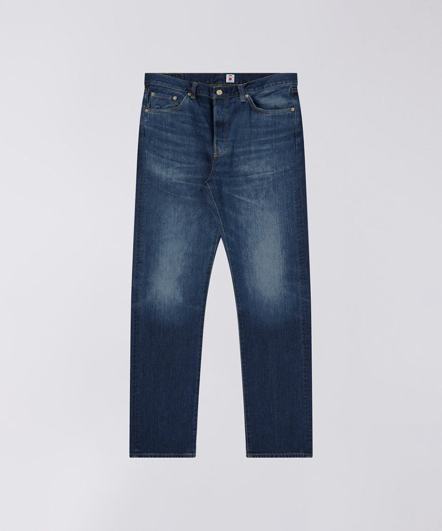 Billede af Loose Straight - Yoshiko Left Hand Denim 12.6Oz 100% Cotton Blue Mid Dark Wash