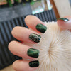 24pcs/Set Green Cat Eyes Glitter Acrylic Short Nails Press Ons