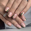 24pcs/Set Green Glitter Waves Glue On Nails Nude Short Squoval Nails