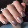 24pcs/Set Grey Glitter Cat Eyes Glue On Nails Short Squoval Shape