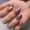24pcs/Set Grey Glitter Cat Eyes Glue On Nails Short Squoval Shape