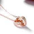 Necklace 18k Rose Gold Double Circle Choker Pendant Chain Necklace Women Jewelry New FHN001