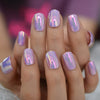 Chrome Fingernails Glossy Press On Nail Tips Fake Nails Short Oval Fingernails Mirror Manicure With Tabs