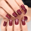 Press On Nail Tips Short Squoval Red Color Uv Gel Fingernails Golden Glitter Inside Nails Glossy Manicure Full Cover Acrylic Art
