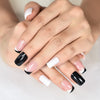 French Press On Nails Black And White Color Top Short Square Multi Color Fake Nails Art Salons At Home With Tabs