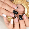French Press On Nails Black And White Color Top Short Square Multi Color Fake Nails Art Salons At Home With Tabs
