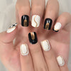 French Press On Nails Black And White Color Top Short Square Multi Color Fake Nails Art Salons At Home With Tabs