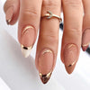 24pcs/Set Leopard Print Noble Glitter Line Gold Medium Almond Press On Nails