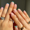 24pcs/Set Multicolor Edge French Tips Nails Short Squoval