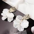 White & Gold Flower Petal Earrings