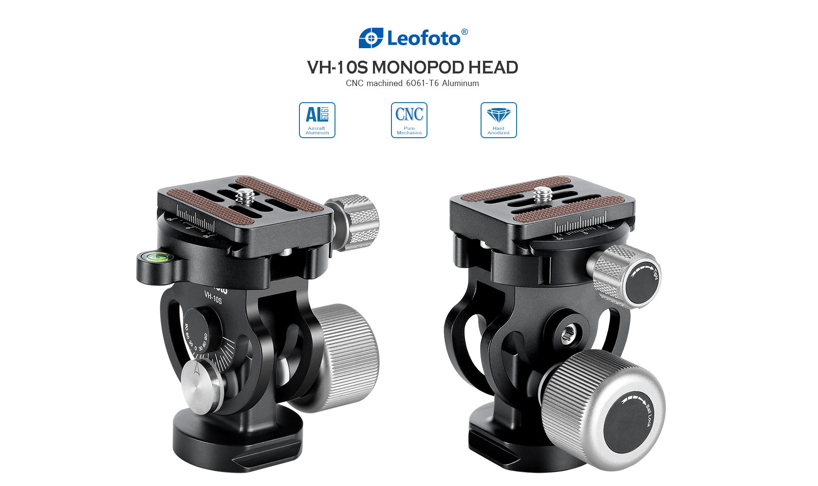 Leofoto MP Series Carbon Fiber Monopod + VH-10S Two Way Tilt Head Set