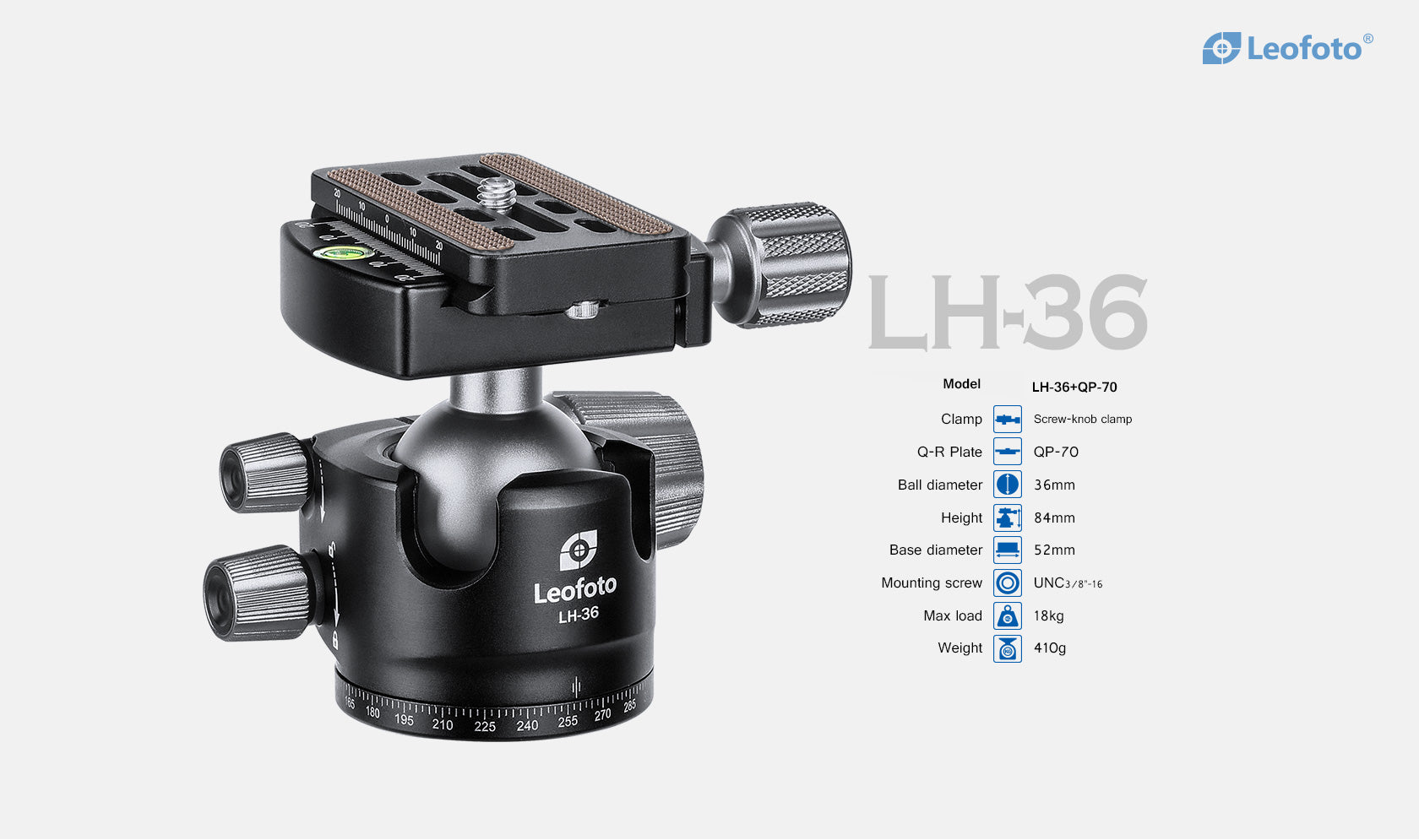 Leofoto LH-40 Low Profile Ball Head + QR Plate | Arca Compatible