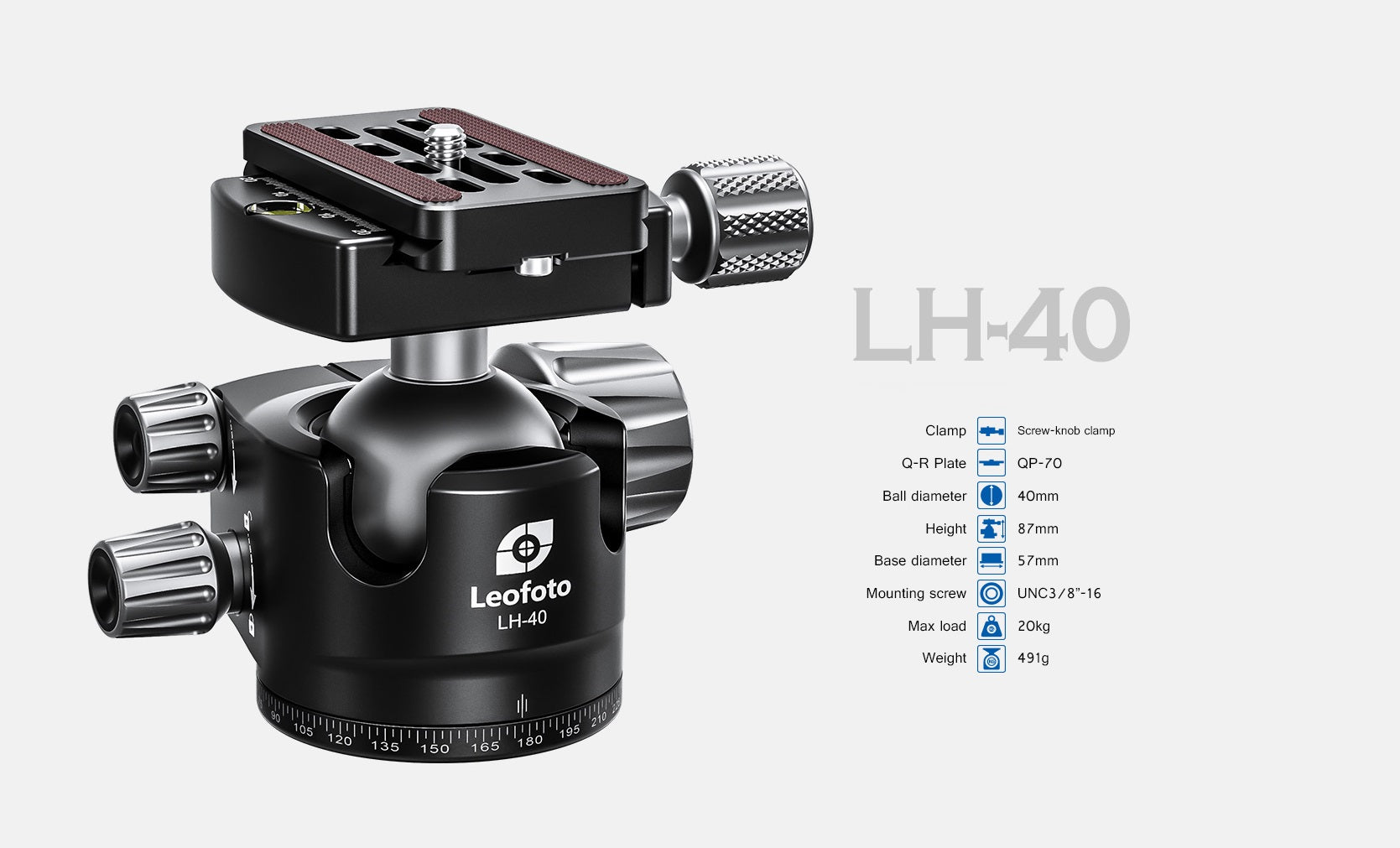 Leofoto LH-30 Low Profile Ball Head + QR Plate | Arca Compatible