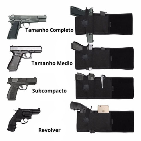 Coldre de cintura velado para pistola com 4 tipos de armas diferentes