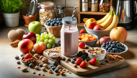 a meal replacement shake on a kitchen counter