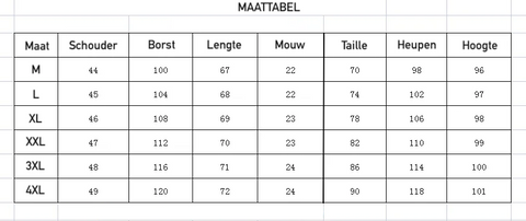 maatabel zomerse heren set Goodiemall zwart en wit