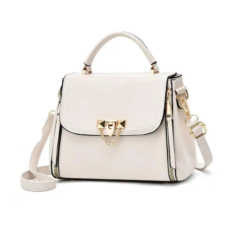 Top Handle Gold Clasp Crossbody Leather Handbags
