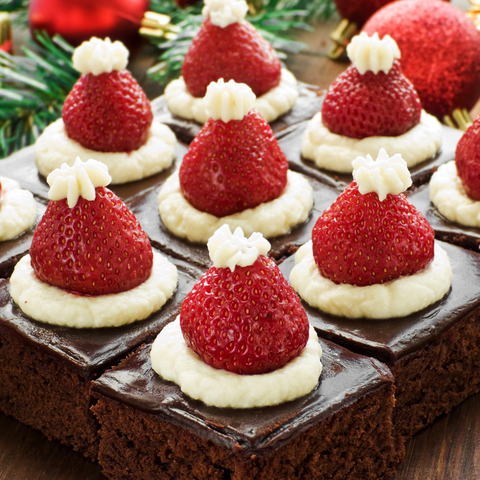 Strawberry Santa Hat Brownies