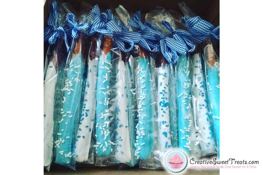 Gender Reveal Chocolate Dipped Pretzel Rods Delivered | Creative Sweet Treats Delivery