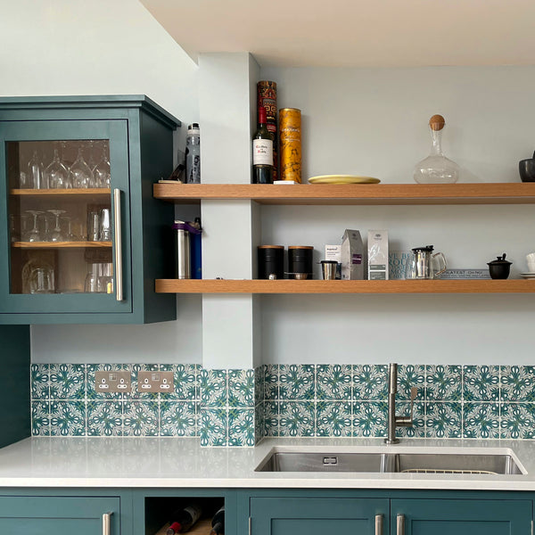 accent row of tiles in a beautifully simple Surrey kitchen