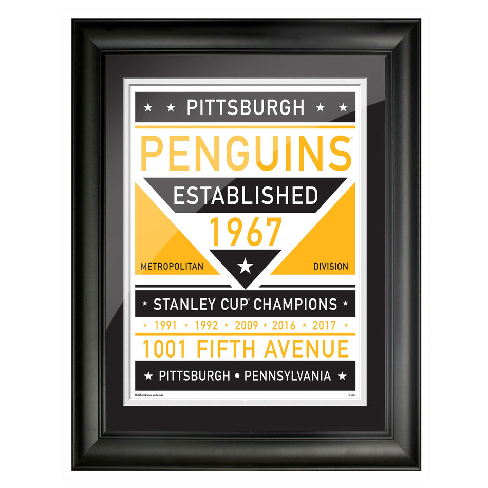 The Pittsburgh Penguins, established 1967. The iconic penguin logo on the  forefront of the triangle, meant to symbolize the 'golden…