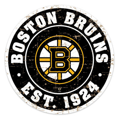 Boston Bruins Sign - 22" Round Distressed Logo