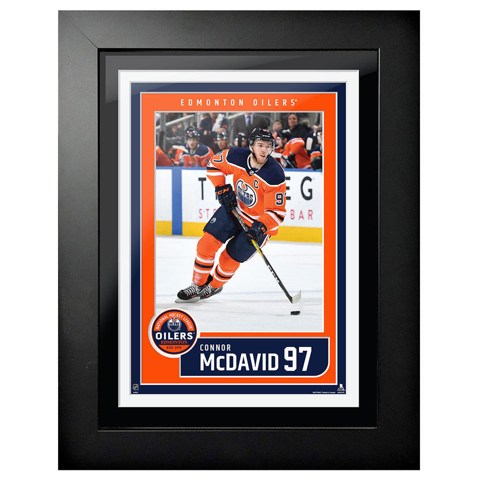 Connor McDavid - Orange jersey action - Framed Canvas Edmonton