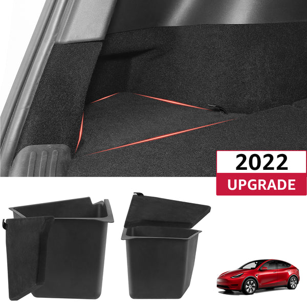 KropBom 1PCS 2020-2023 2024 Under Seat Storage Box Organizer with Lid for  Tesla Model Y Accessories, Felt Texture Hidden Storage Tray Bins Box for