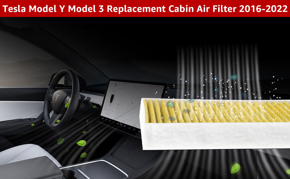  BASENOR Tesla Model 3 Model Y Cabin Air Filter HEPA Replacement  Filter Activated Carbon Tesla Accessories Set of 2 for 2016-2024 Model Y Model  3 : Automotive