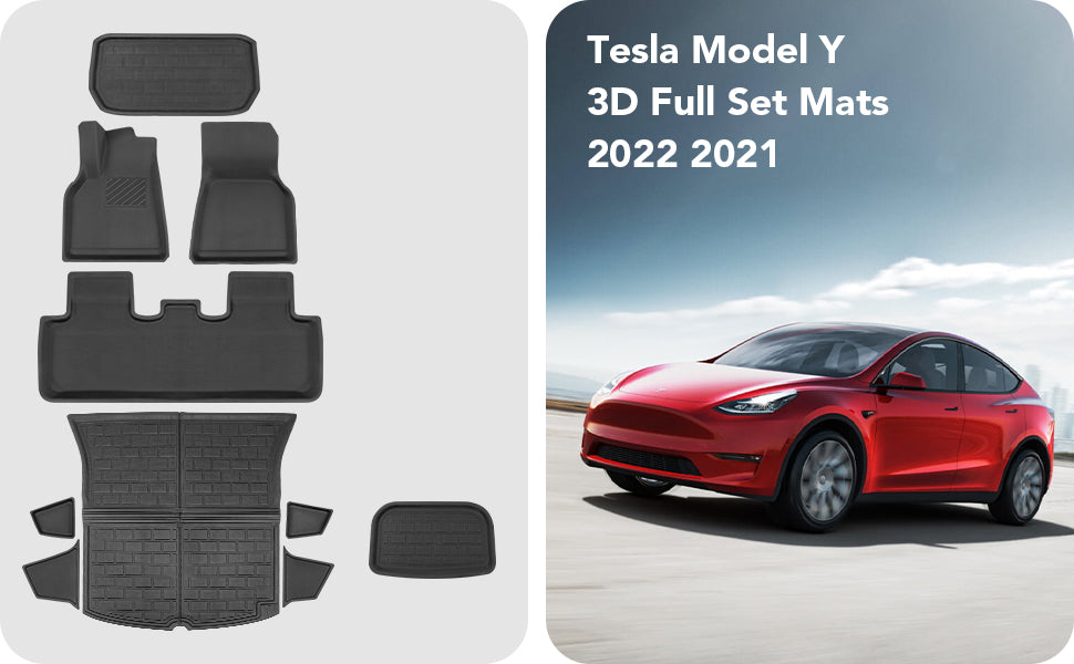 2022 5-Seat Tesla Model Y Floor Mats-Long Range(3PC/8PC/9PC/Trunk
