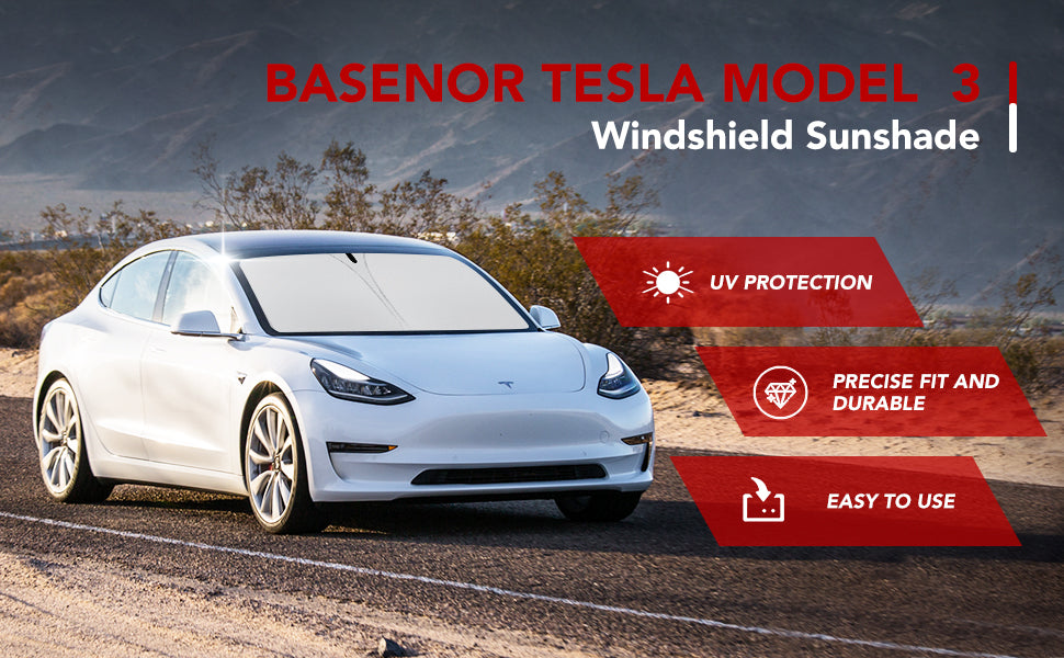 BASENOR Tesla Model Y Model 3 Windschutz Sonnenblende Klappbarer