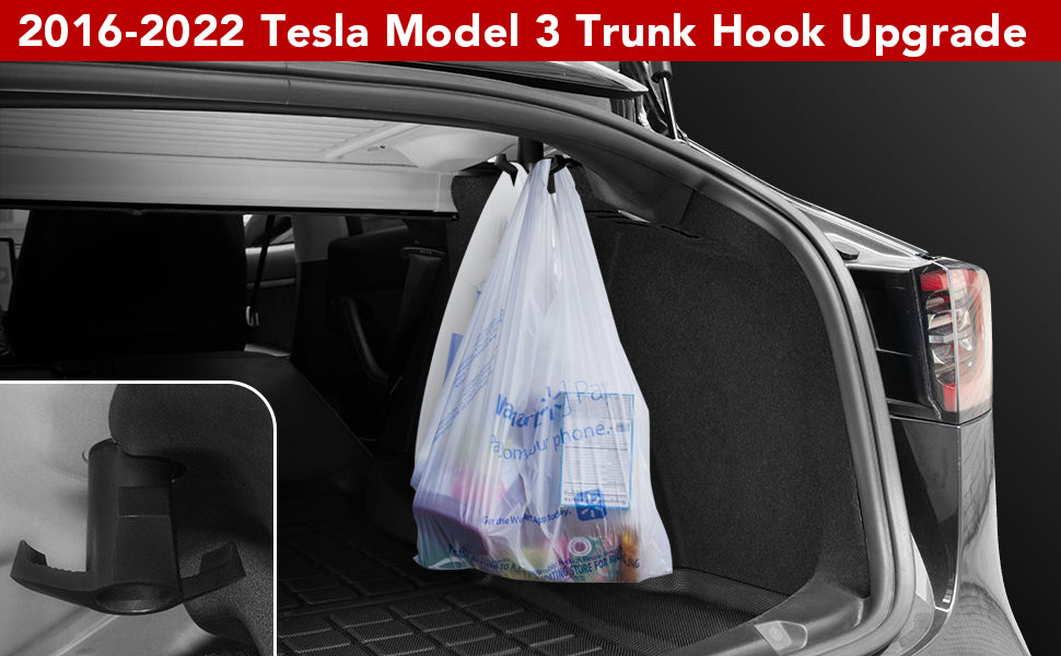TIKSCIENCE Rear Trunk Hook for Tesla Model Y 2020 2021 Trunk Hook Holding  Clips Rear Trunk Grocery Bag Holder Hook