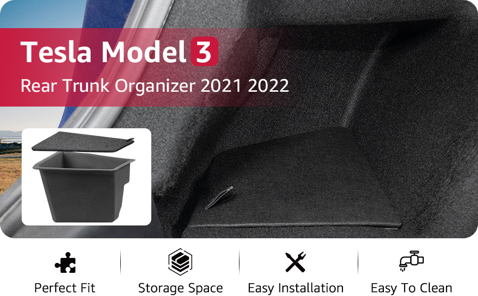 Tesla Model 3 Rear Trunk Storage Box Organizer Left Side Bins