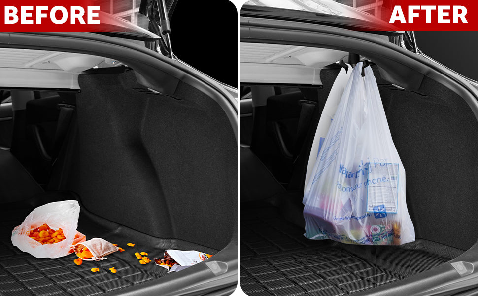 TAPTES Rear Trunk Organizer for Tesla Model 3, Grocery Bag Storage Hook