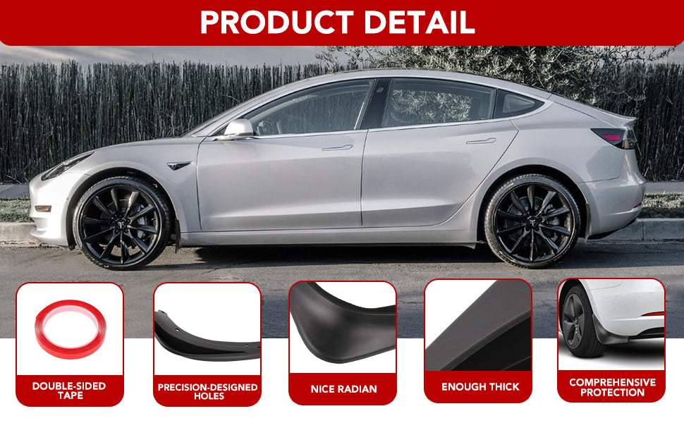 Spigen WeatherBloc Mud Flaps Designed for Tesla Model 3 [Not