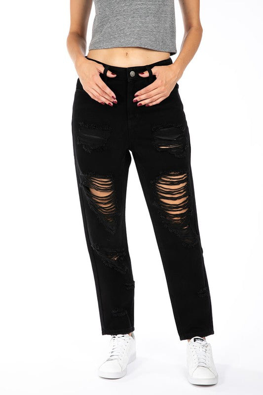 black high waisted boyfriend jeans