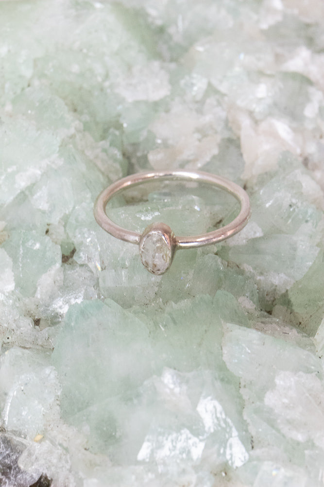 Radiance Herkimer Diamond Dainty Ring- Silver