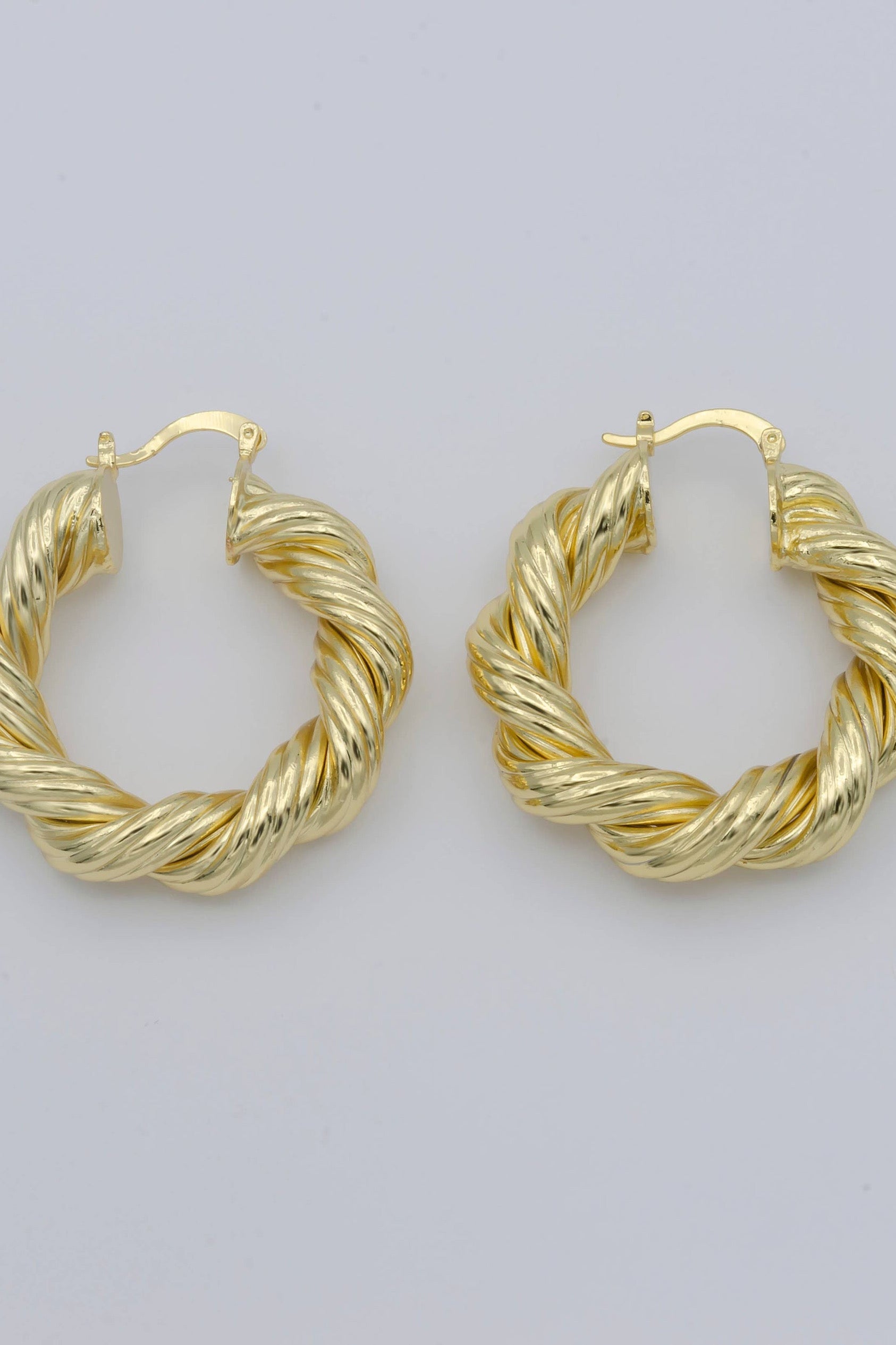 Twisted Braid Gold Hoop Earrings