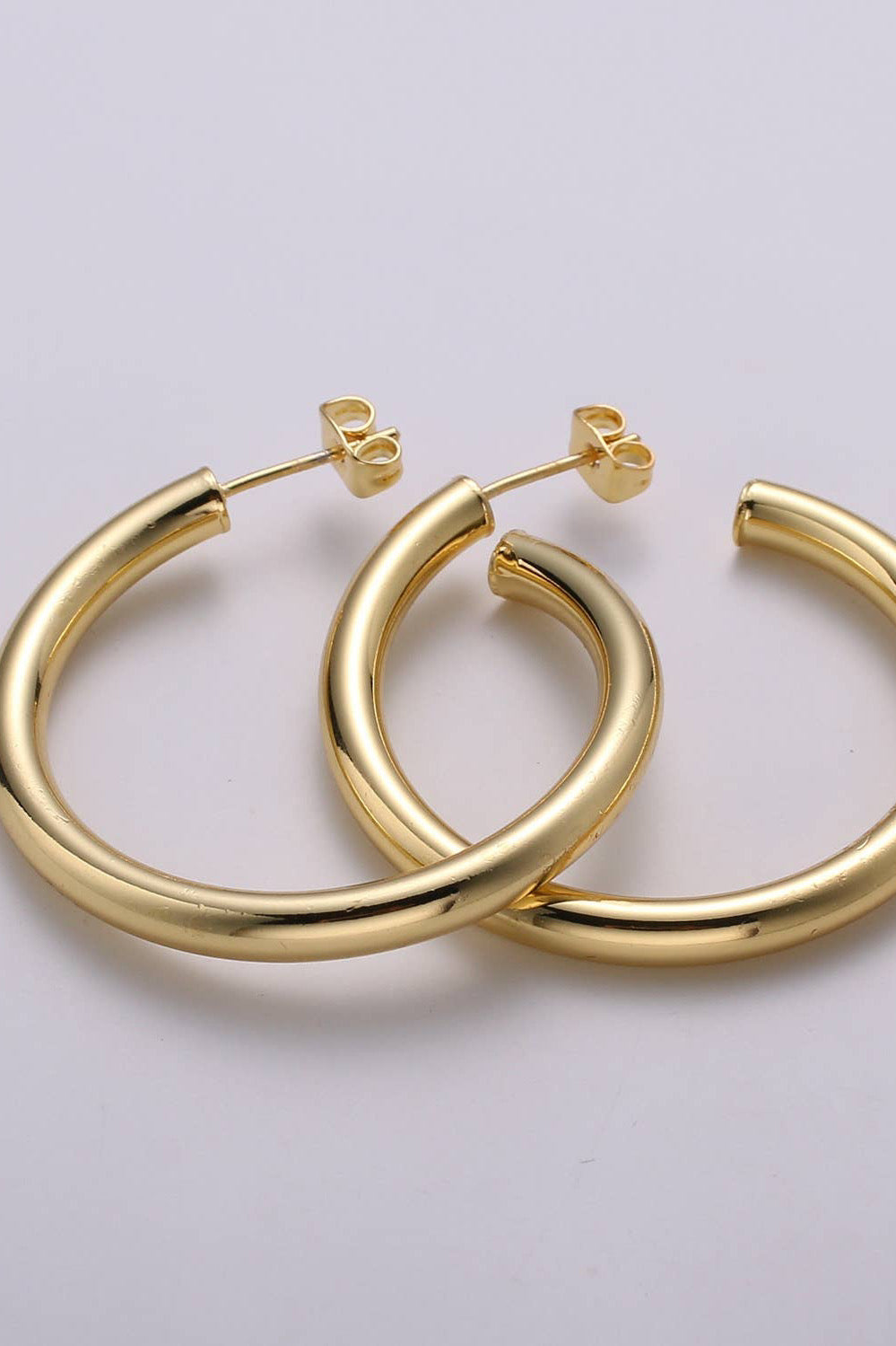 Large Simple Gold Hoop Stud Earrings