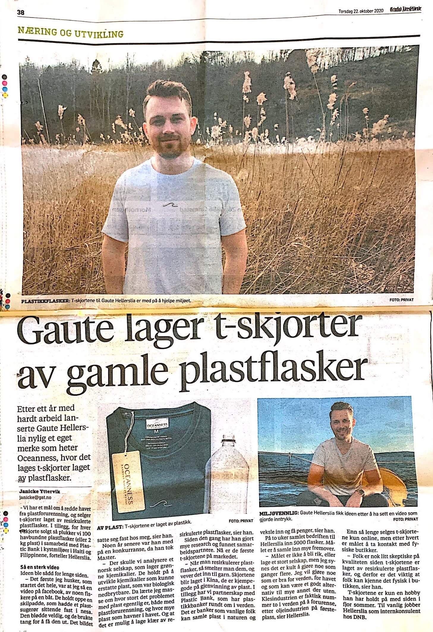 Oceanness article in Norwegian newspaper Grimstad Adressetidende