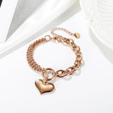 Heart Charm Bracelets Stainless Steel Jewelry for Women, Valentine's Day Gifts