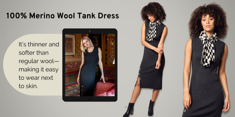 Black or Green 100% Merino Wool Tank Dress