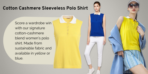 Cotton Cashmere Sleeveless Polo Shirt