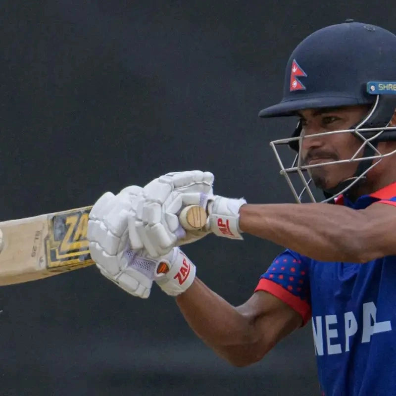 Rohit Paudel batting with ZAP Cricket Bat in hand