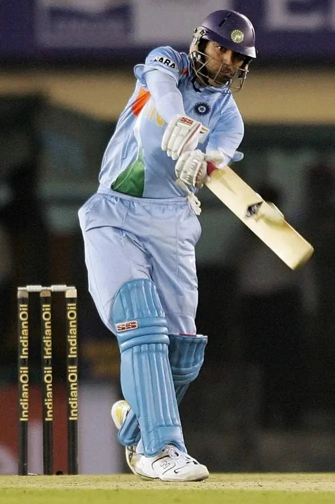 Yuvraj Singh hits a ball out of the park while batting