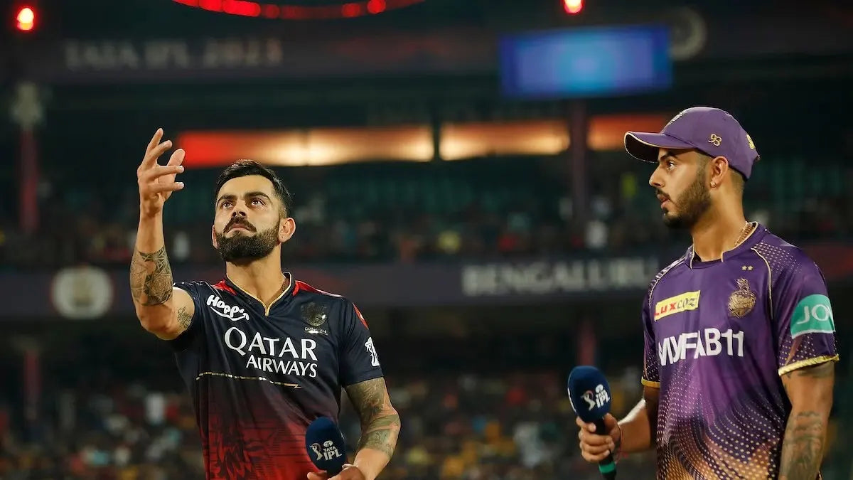 RCB Captain tosses the coin with Nitish Rana taking the call in the RCB vs KKR IPL Match