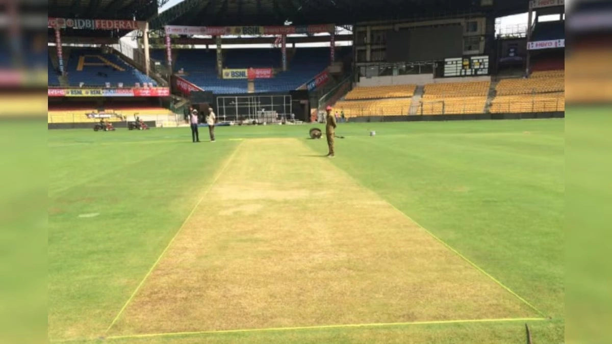 The pitch at the Chinnaswamy Cricket Ground