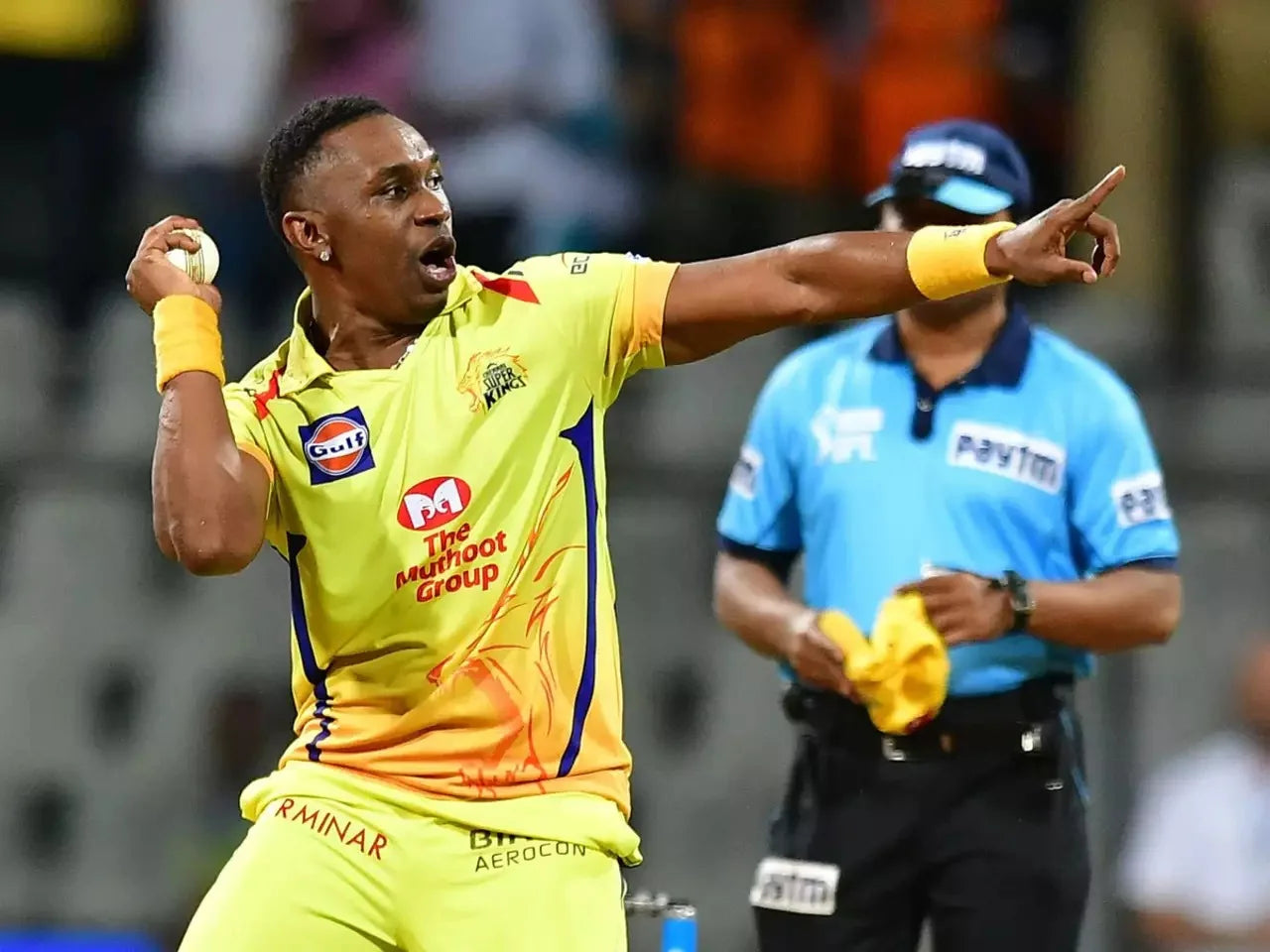 Dwayne Bravo celebrates a wicket in his trademark dancing style