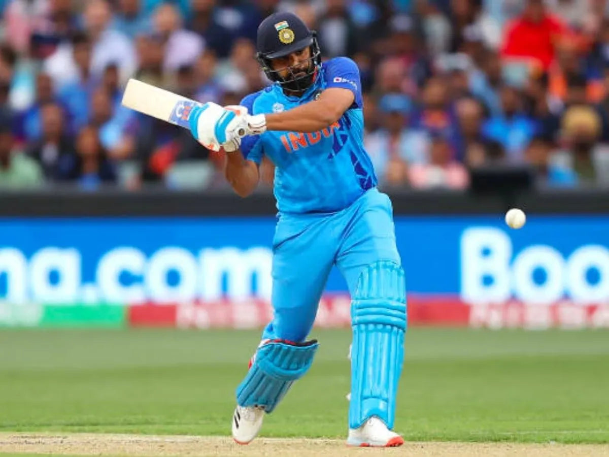 Rohit Sharma positions himself to play the pull shot in an ODI match