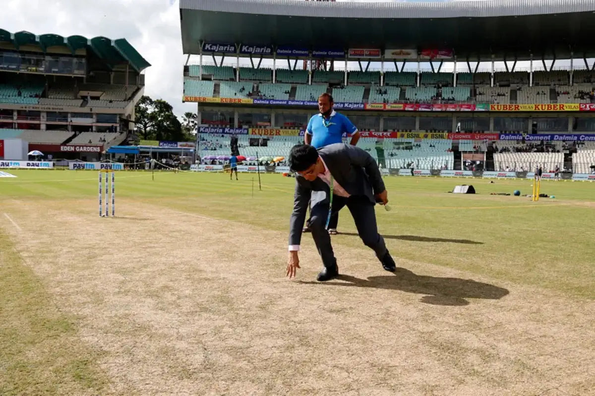 Sourav Ganguly inspecting and doing the Eden Gardens' Pitch Report